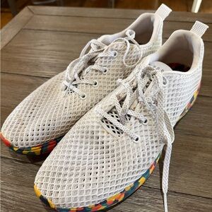 Men’s NoBull White Mesh Running shoes with Colorful Soles size 12